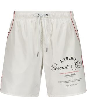 Iceberg Social Club Logo Swim Shorts - White