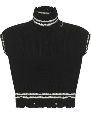 Marni High-Neck Distressed Jumper - Black