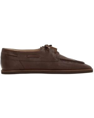 AURALEE Lace-Up Boat Shoes - Brown