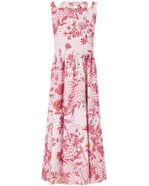 Mary Katrantzou Checked Floral-Print Midi Dress - Pink