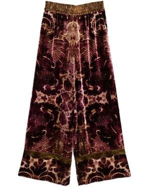 Pierre Louis Mascia Elastic Waist Wide-Leg Trousers - Red