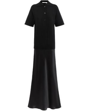 Christopher Esber Monument Short-Sleeve Polo-Top Maxi Dress - Black