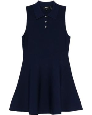 Theory Polo-Collar A-Line Dress - Blue