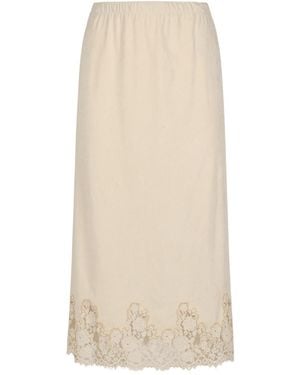Alberta Ferretti Lace Midi Skirt - Natural