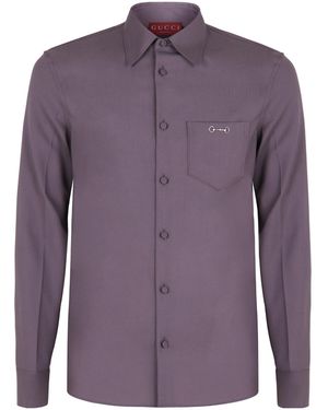 Gucci Long Sleeved Gabardine Shirt - Purple
