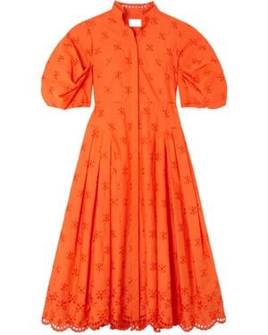 Erdem Zelda Madeira Embroidered Dress - Orange