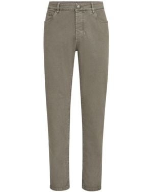 Brunello Cucinelli Garment-Dyed Comfort Lightweight Denim Traditional Fit Five-Pocket Trousers - Grey