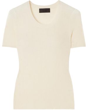 Nili Lotan Araceli Ribbed Short-Sleeve T-Shirt - White