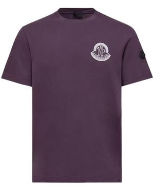 Moncler Logo Cotton Jersey T-Shirt - Purple