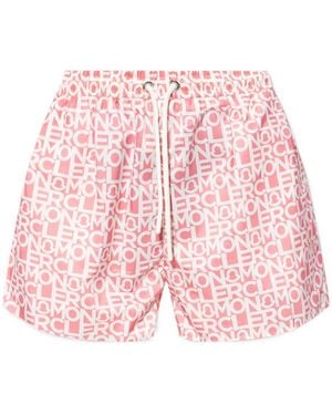 Moncler Logo Print Shorts - Red