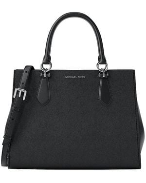 Michael Kors Marilyn Medium Saffiano Leather Satchel - Black
