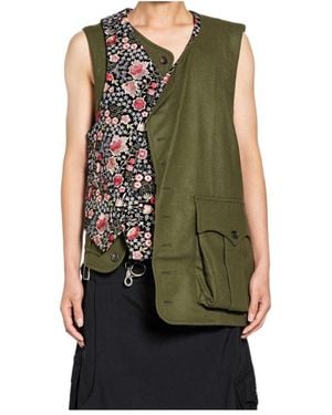 Comme des Garçons Floral-Print Spliced Panelled Cotton Vest - Green
