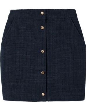 Blazé Milano Missy Appaloosa Cotton-Blend Tweed Mini Skirt - Blue