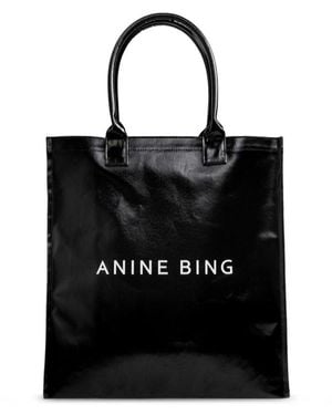 Anine Bing Leonie Coated Canvas Tote - Black