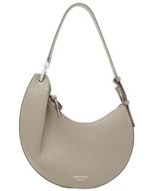 Emporio Armani Grained-Leather Shoulder Bag - Grey