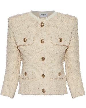 Balmain Textured Pocket Button-Up Jacket - Natural