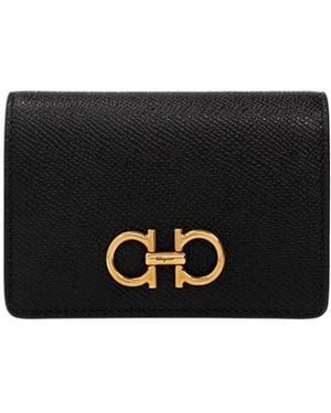 Ferragamo Ferragamo Gancini Plaque Card Holder - Black