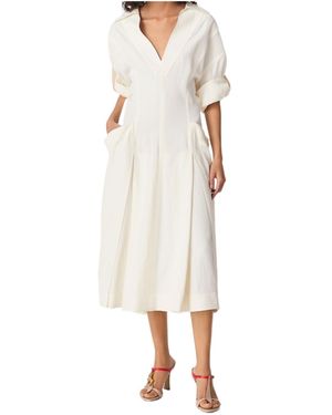 Bottega Veneta Frog Embellished Midi Dress - Natural