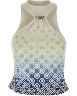 CASABLANCA Draped Monogram Sleeveless Top - Multicolour