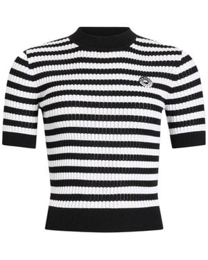 Patou Stripe Ribbed Knitted Jumper - Black