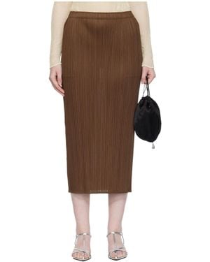 Pleats Please Issey Miyake New Colorful Basics 4 Skirt - Brown
