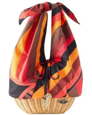 PUCCI Embellished Bamboo-Trimmed Silk-Twill Clutch - Red