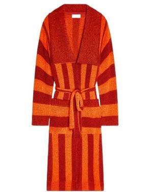 Dries Van Noten Belted Striped Cardigan - Red