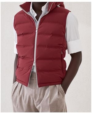 Brunello Cucinelli Zip-Up Hooded Gilet - Red