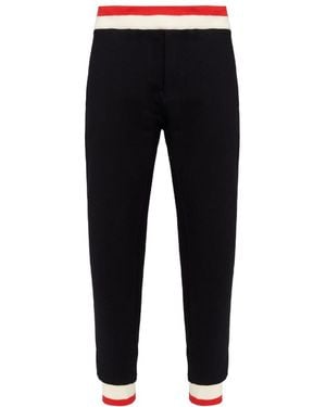 McQueen Logo Intarsia-Knit Waist Track Trousers - Black