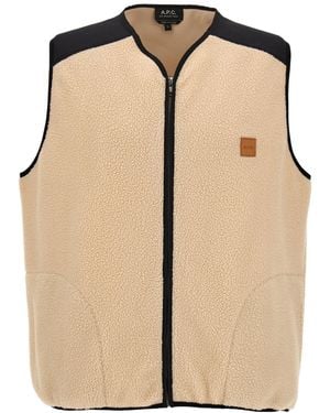 A.P.C. Nate Logo Patch Zip-Up Vest - Natural
