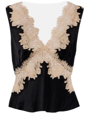 RIXO London Emmie Lace-Trimmed Satin Top - Black