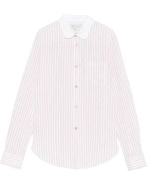 forte_forte Striped Contrast-Collar Shirt - White