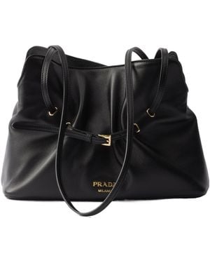 Prada Dada Buckle Detailed Small Bucket Bag - Black