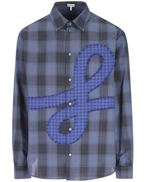 Loewe Checked Long-Sleeved Shirt in Gray for Men | Lyst