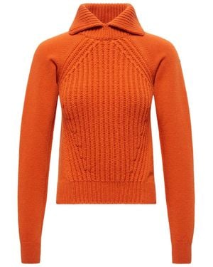 Moncler Logo Patch High Collar Sweater - Orange