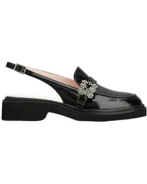 Roger Vivier Viv Rangers Slingback Flats - Black