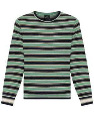 Paul Smith Ps Paul Smith Logo Embroidered Stripe Jumper - Green