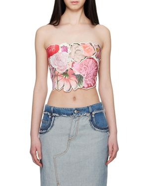 Marni Floral Pattern Printed Tube Top - Red