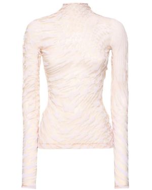 Mugler High-Necked Long-Sleeved T-Shirt - Pink