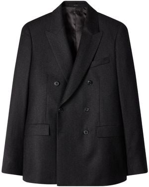 Paul Smith Charcoal Wool-Cashmere Flannel Double-Breasted Blazer - Black