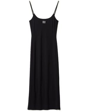 Miu Miu Logo-Detailed Sleeveless Dress - Black