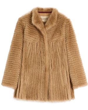 Valentino Concealed Front Fastened Long-Sleeved Coat - Brown