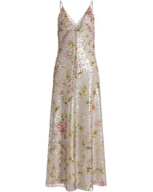 Alberta Ferretti V-Neck Dress - Natural