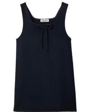 Miu Miu Waxed Double Wool Dress - Blue