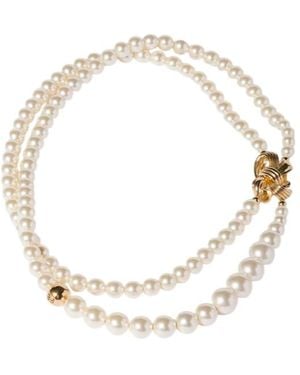 Miu Miu Metal And Pearl Necklace - Metallic