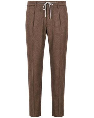 Eleventy Pleated Drawstring-Waist Pants - Brown