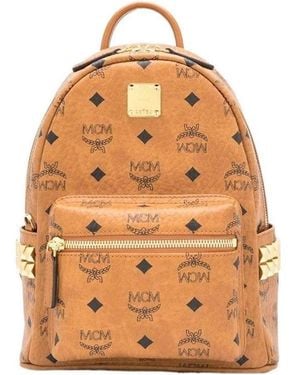 MCM Visetos-Print Leather Backpack - Natural