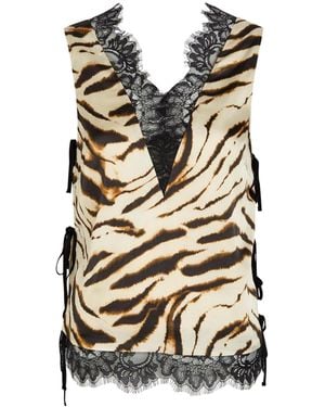 Ganni Satin V-Neck Top - Black