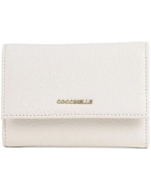 Coccinelle Logo Lettering Tri-Fold Wallet - White