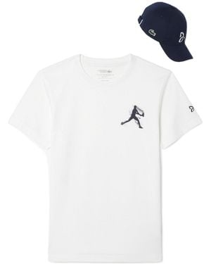 Lacoste Two-Piece Set: Crew-Neck Short-Sleeved T-Shirt And Hat - White